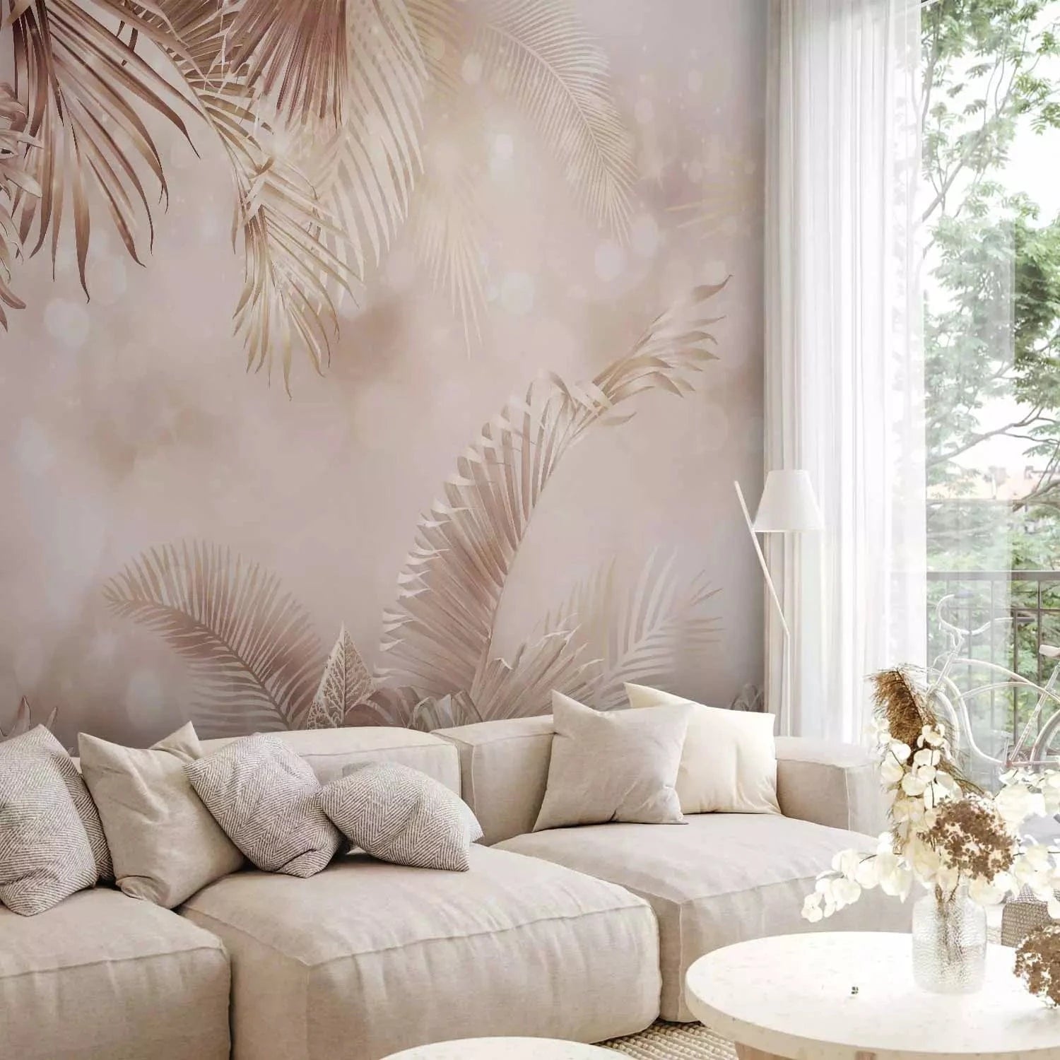 Fototapetes - Mistisks stūrītis – Eksotiskas lapas boho stilā G-ART