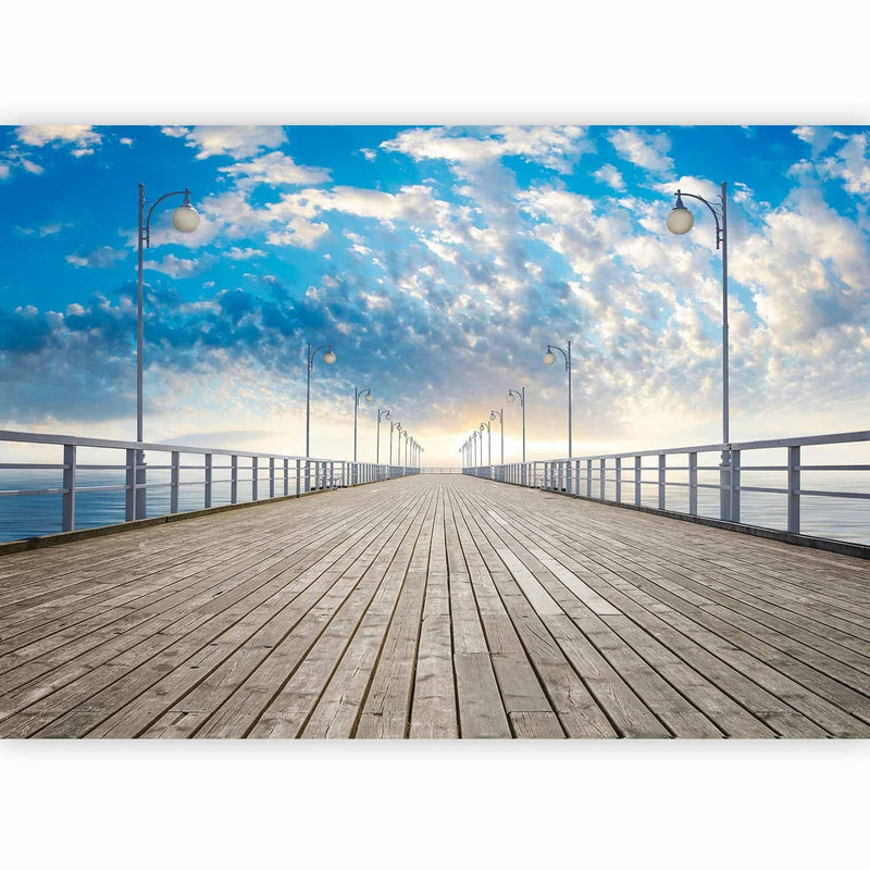 Fototapetes - Mols, zila jūra un mierīgas debesis ar mākoņiem, 61682 G-ART