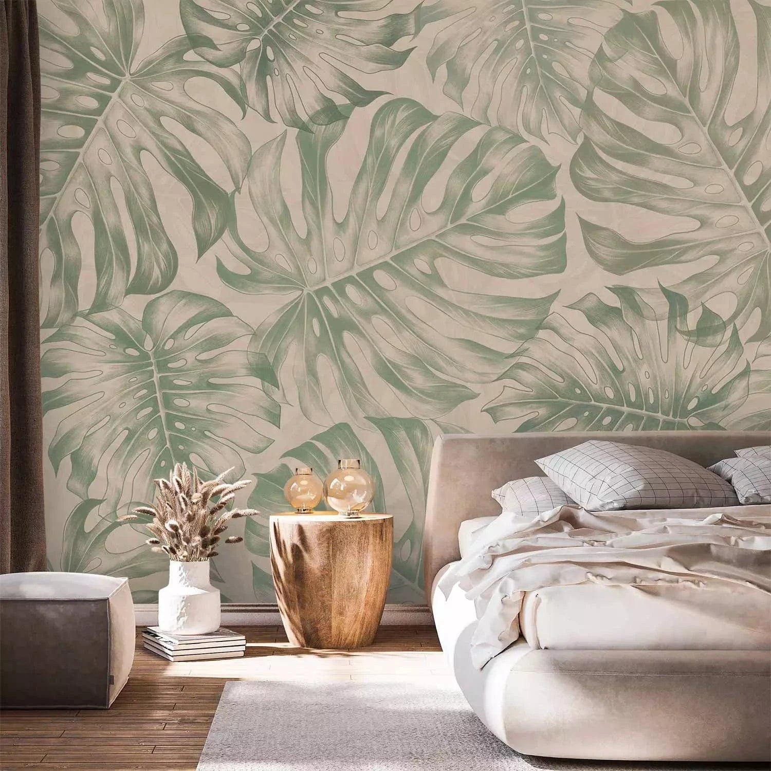 Fototapetes - Monstera lapas nomierinošos zaļos toņos -interjerā G-ART