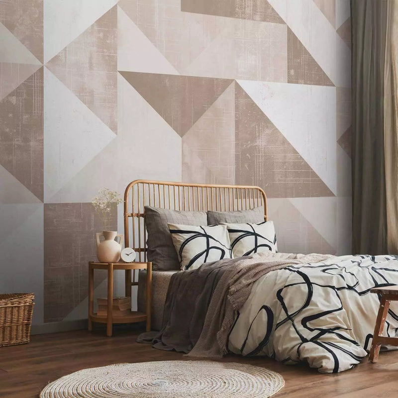 Wall Murals - Soft pattern with triangles in soft, earth tones, 161110 G-ART