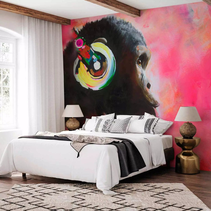 Wall Murals - Wall Murals for a young woman on a music theme in red color G-ART