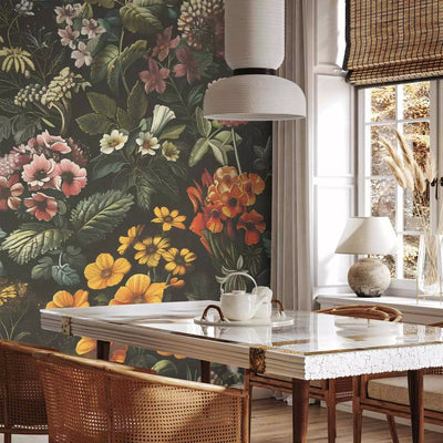 Wall Murals - diverse flowers in a dark, elegant composition, 160787 G-ART