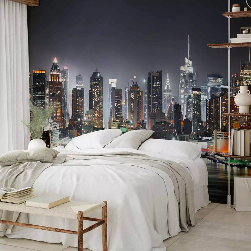 Wall Murals - New York Night Panorama with Skyscrapers, 64433 G-Art