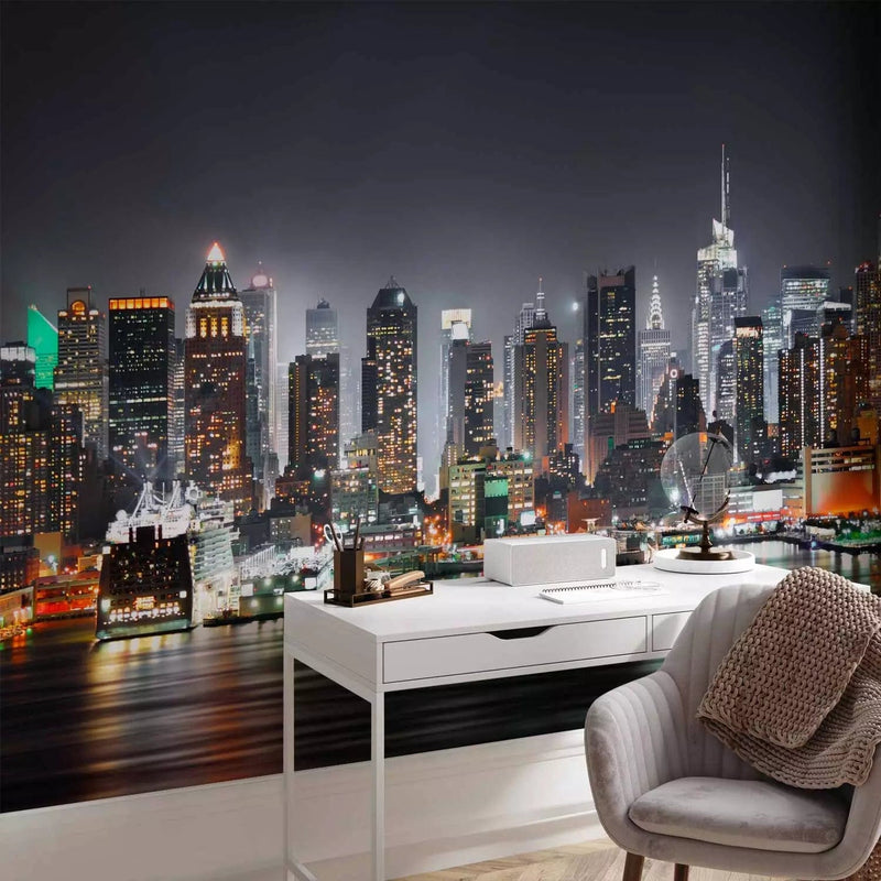 Wall Murals - New York Night Panorama with Skyscrapers, 64433 G-Art