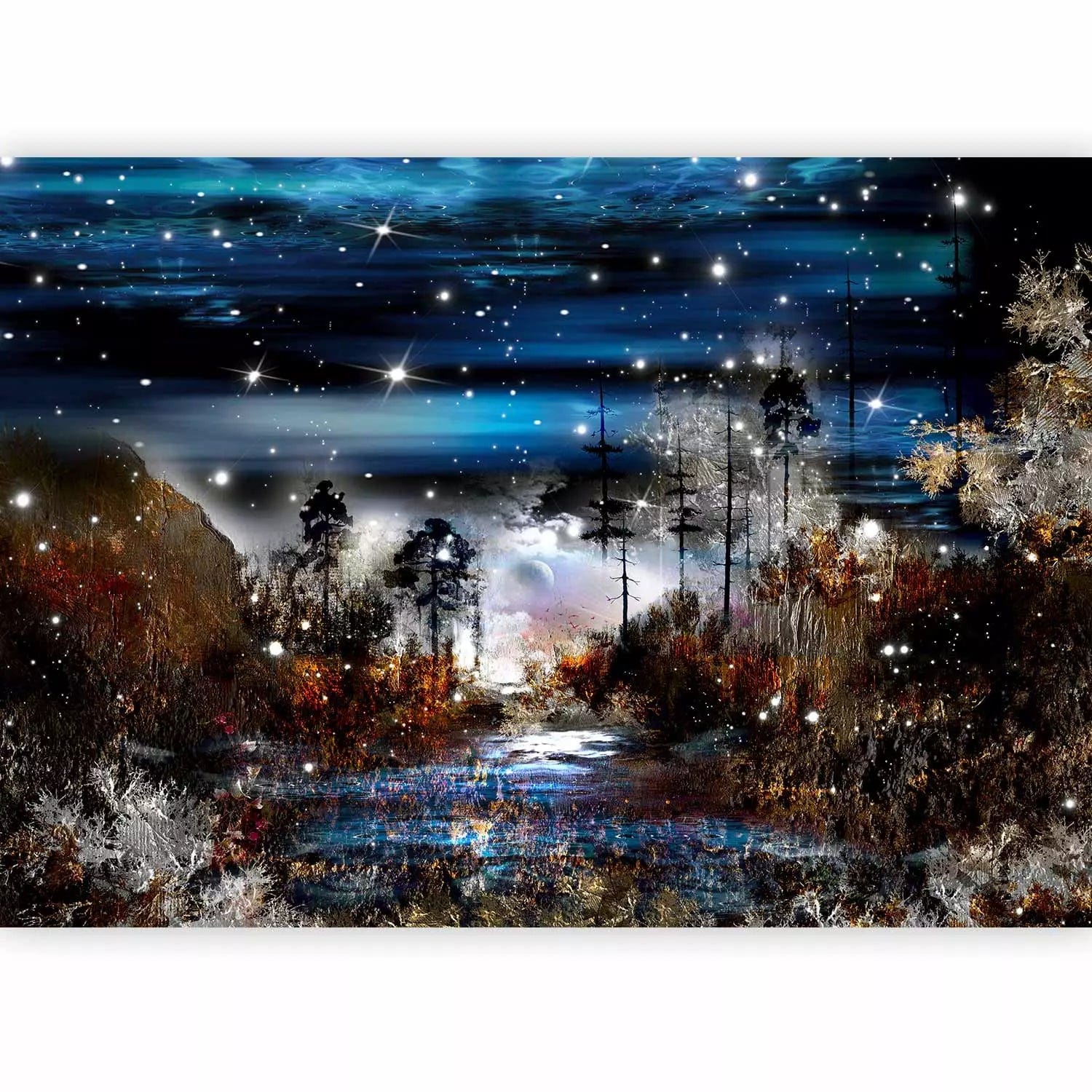 Fototapetes - nakts dabas ainava ar skaistām zvaigžņotām debesīm G-ART