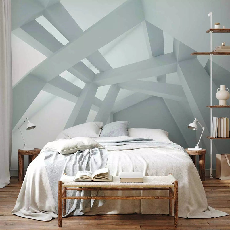 3D Wall Murals - Geometric architecture - blue space with columns g -art