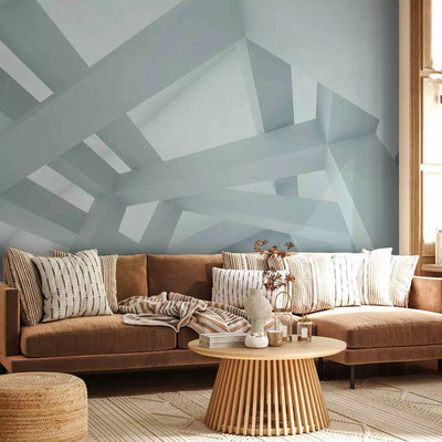 3D Wall Murals - Geometric architecture - blue space with columns g -art