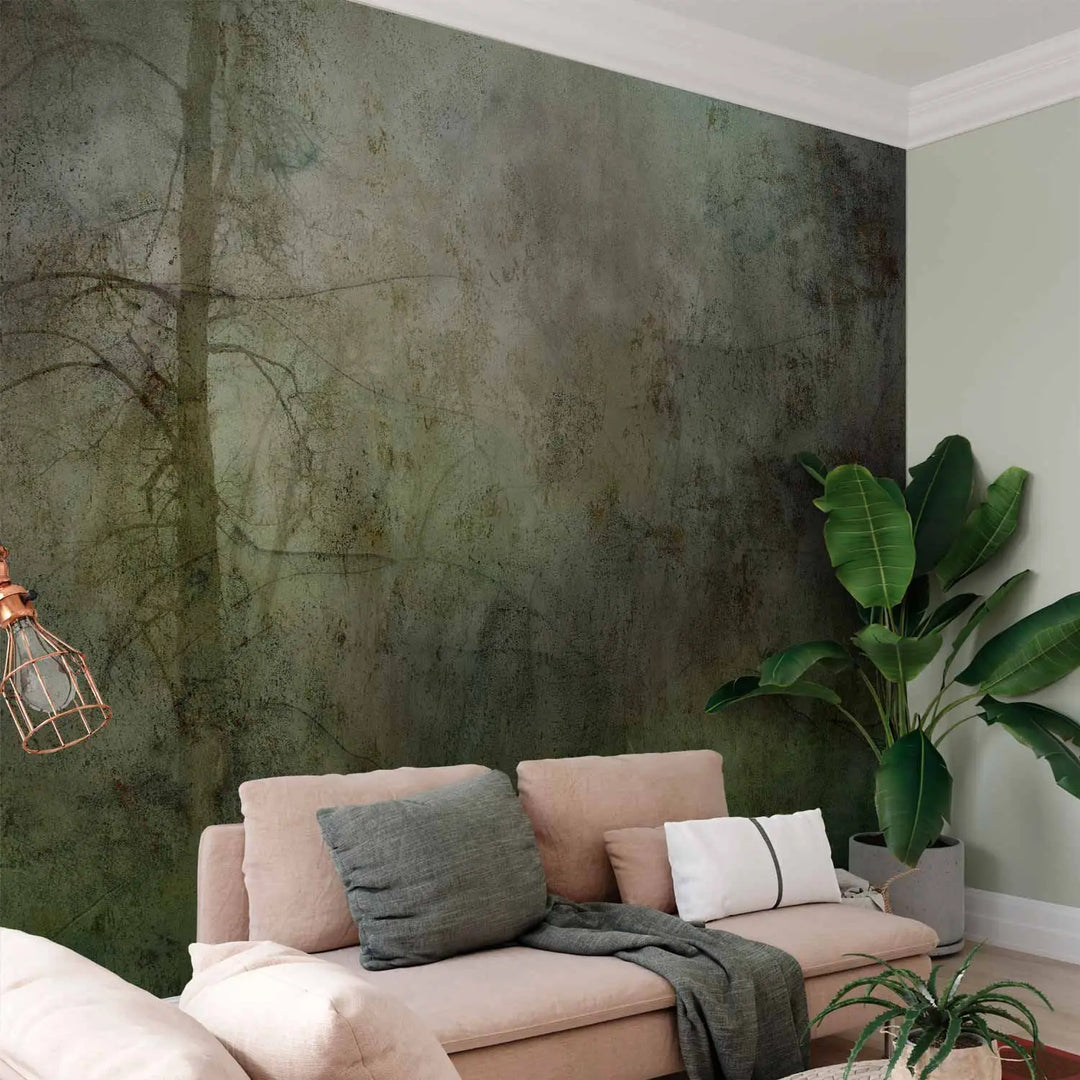 Wall murals - Mysterious peace of nature: Textured forest motif, 143931