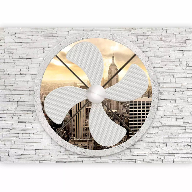 Wall Murals -Wall Murals With New York view through a huge fan G-art