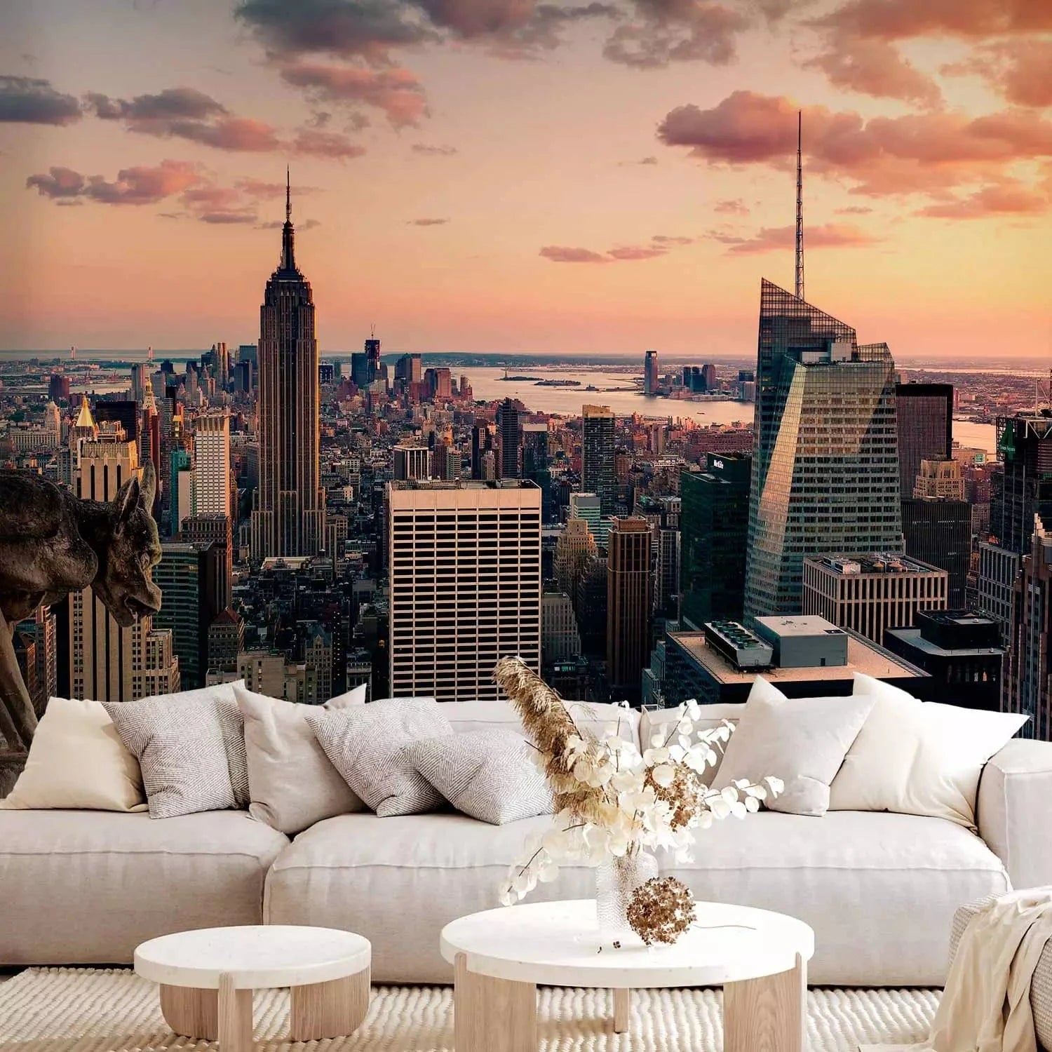 Fototapetes ar Ņujorku - Ņujorkas debesskrāpji uz saulrieta fona G-ART