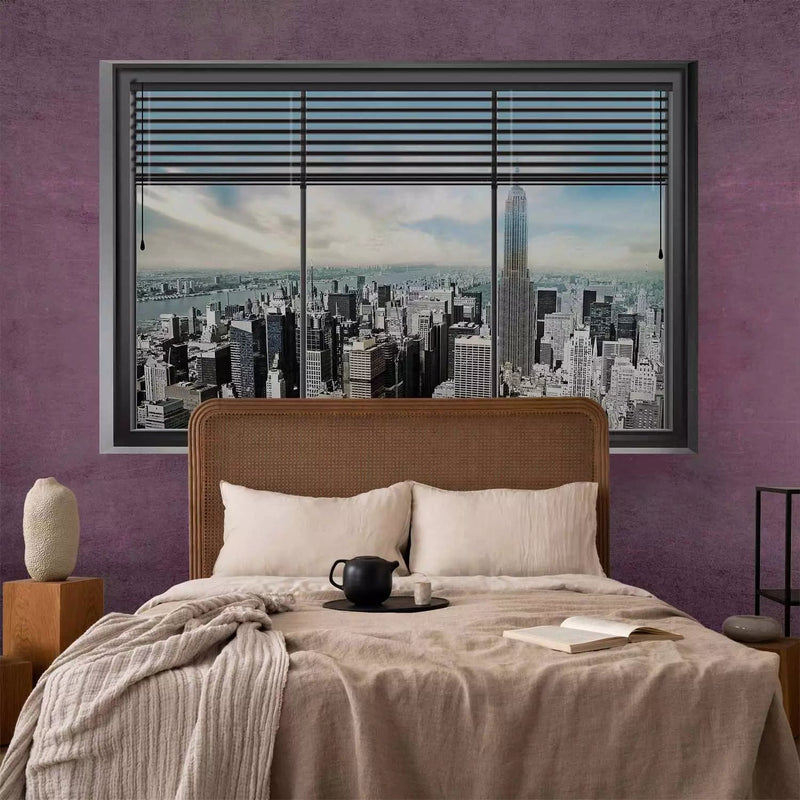 Wall Murals -Wall Murals Overlooking New York from the window. Purple in a g-art