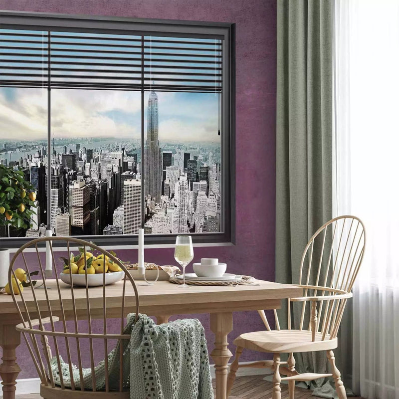 Wall Murals -Wall Murals Overlooking New York from the window. Purple in a g-art