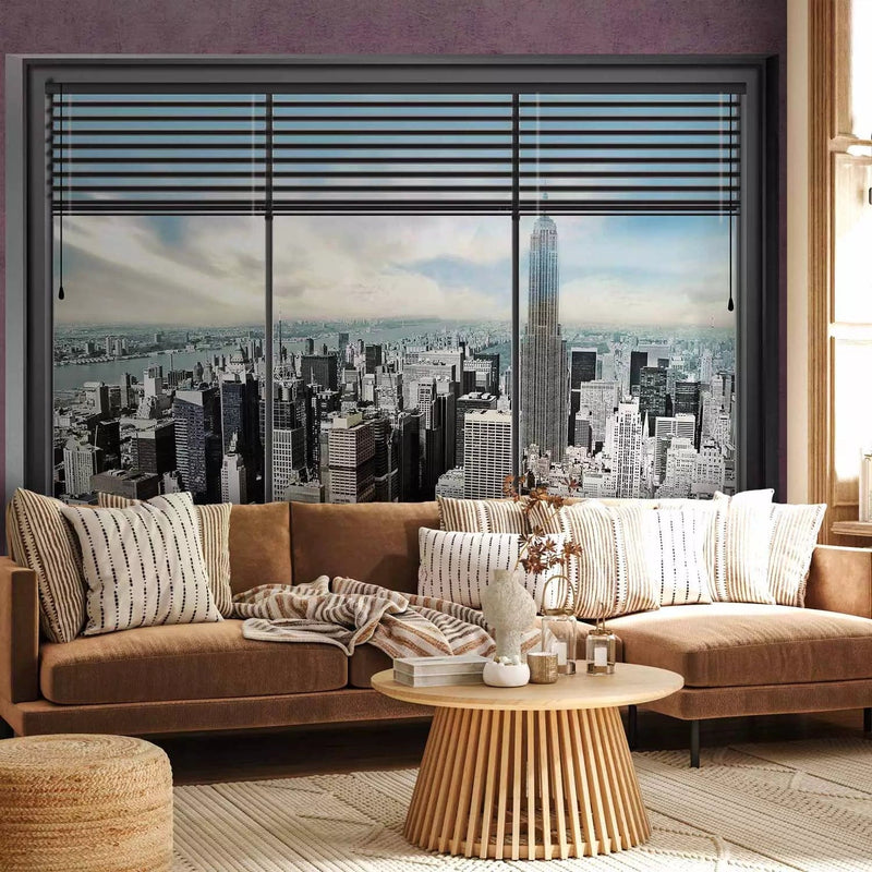 Wall Murals -Wall Murals Overlooking New York from the window. Purple in a g-art