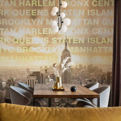 Wall Murals With New York's surroundings from a bird's eye view. Yellow in g-art