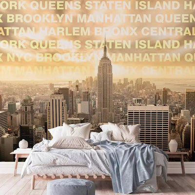 Wall Murals With New York's surroundings from a bird's eye view. Yellow in g-art