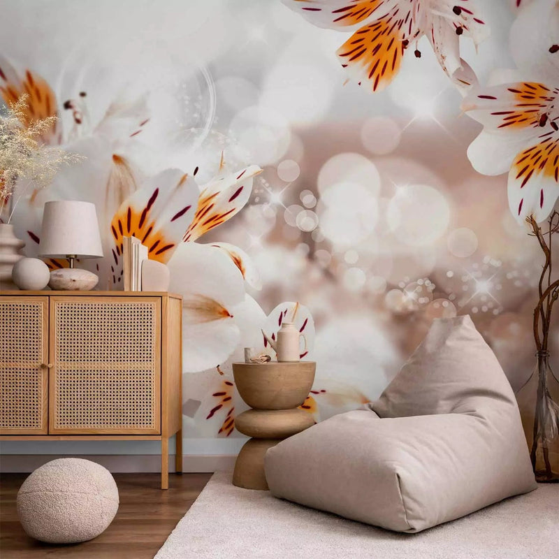 Wall Murals With spring flowers. Alstroemeria orange color, 88839g-art