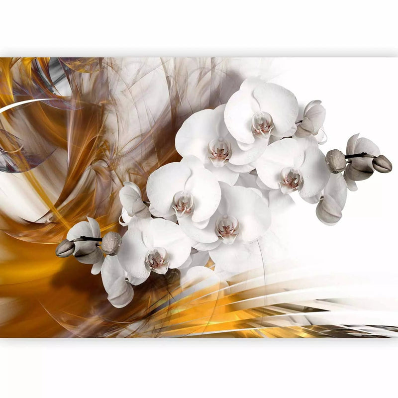 Fototapetai - Baltos orchidėjos ir oranžinės liepsnos, 61844 - nusipirkite G -Art