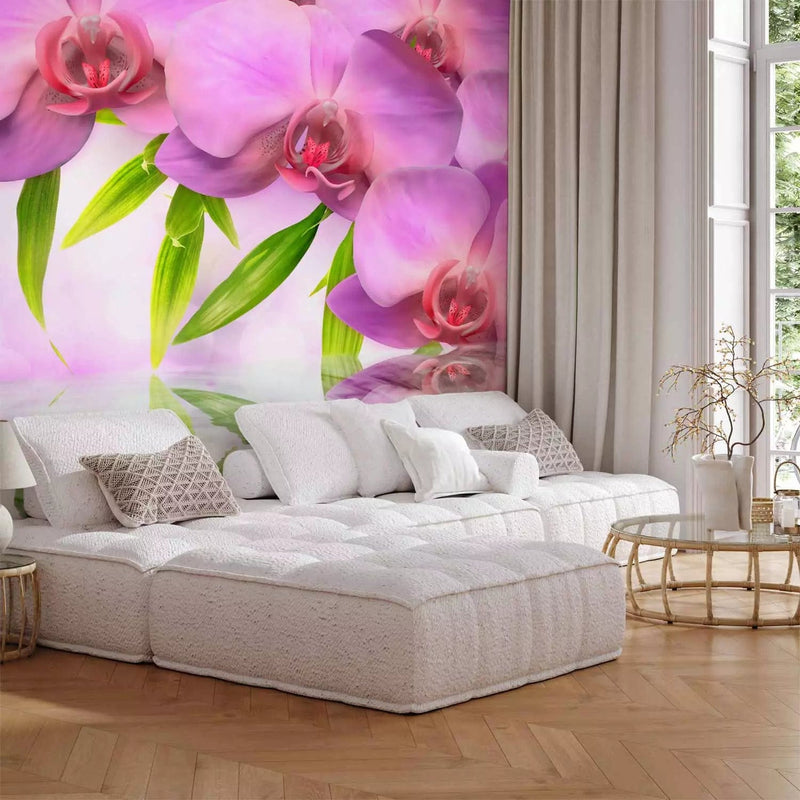 Ffototapets with beautiful pink orchids and nostalgic peace, 60126 g-art