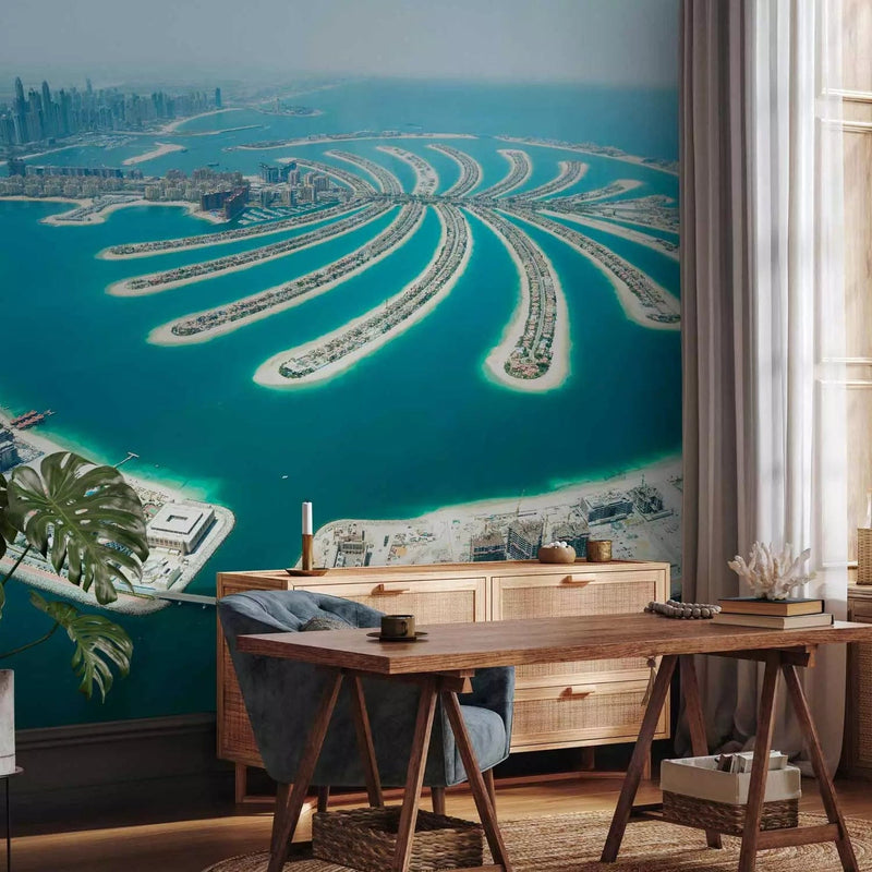 Wall Murals With a palm island in Dubai. View of Bird&