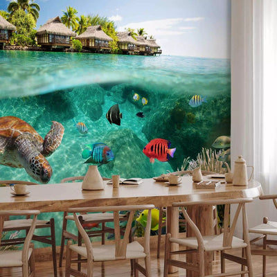 Wall Murals - seascape on a reef with fish and turtles, 61250 G-ART