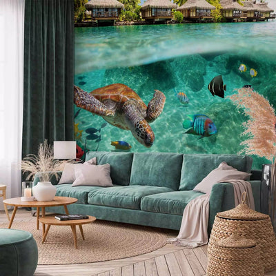 Wall Murals - seascape on a reef with fish and turtles, 61250 G-ART