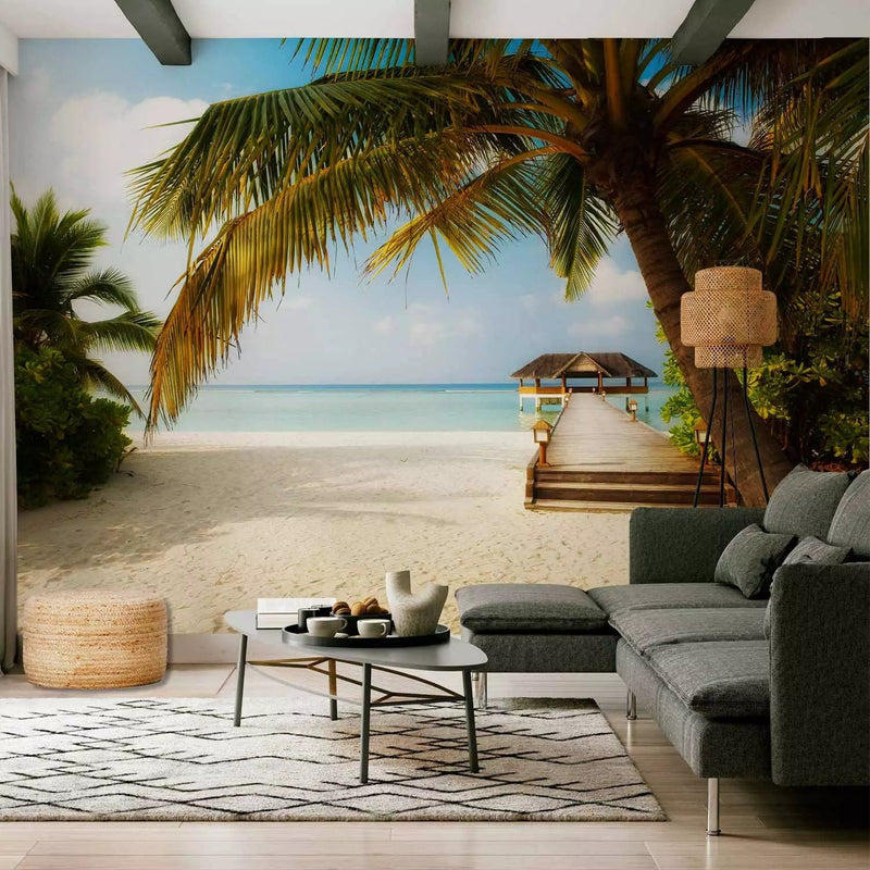 Beautiful Nonwoven wall murals with Palm and Ocean -, 61681g -art