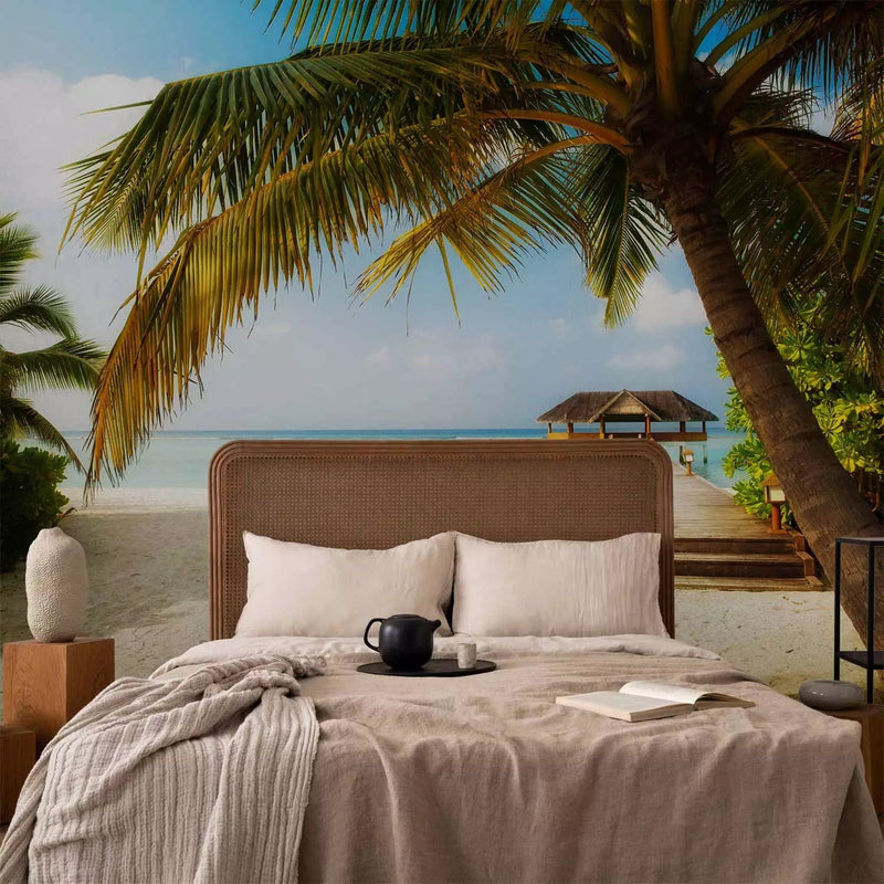 Beautiful Nonwoven wall murals with Palm and Ocean -, 61681g -art