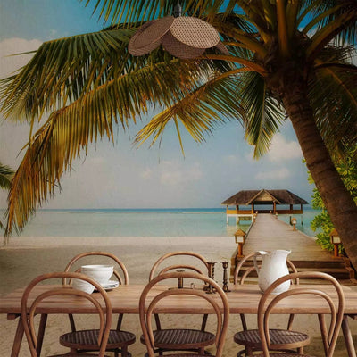 Beautiful Nonwoven wall murals with Palm and Ocean -, 61681g -art