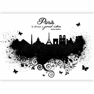 Black and white Wall Murals with stylized Paris, 88947, to order g-art