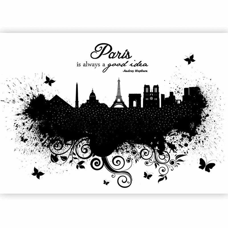 Black and white Wall Murals with stylized Paris, 88947, to order g-art