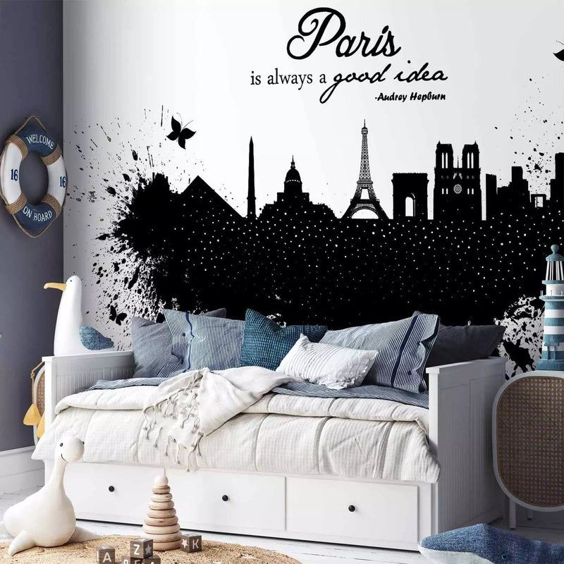 Black and white Wall Murals with stylized Paris, 88947, to order g-art