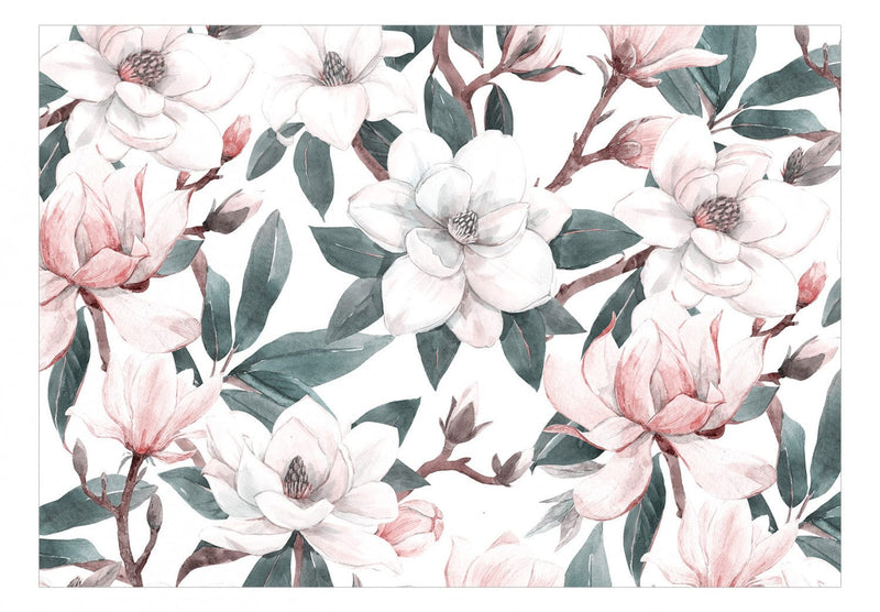 Fototapetes - Pavasara magnolijas zaļos, baltos un rozā toņos, 137262 G-ART