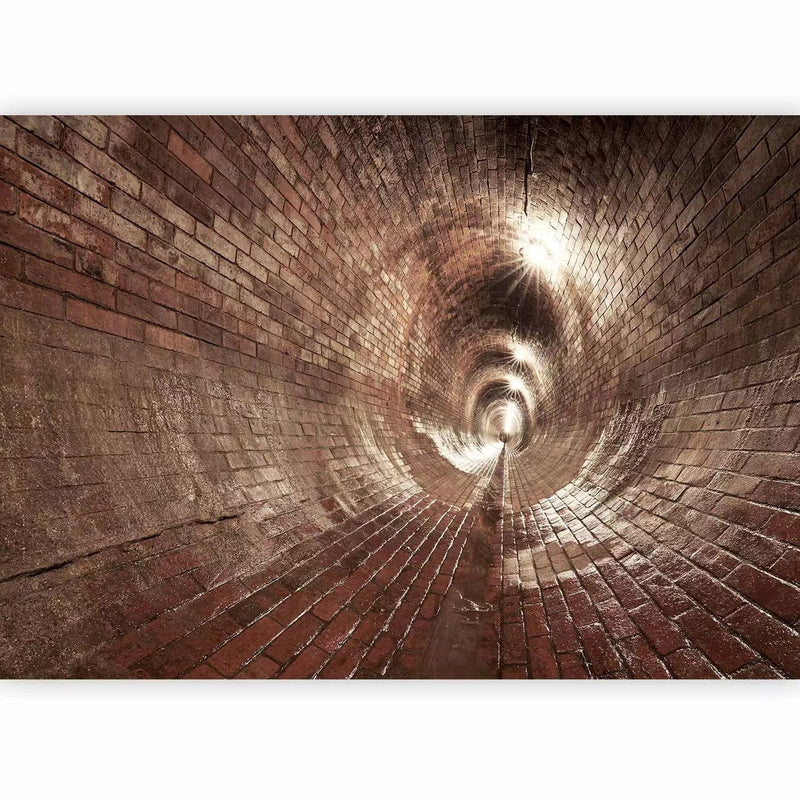 3D Wall Murals - brick tunnel with lighting in the city channels G-art