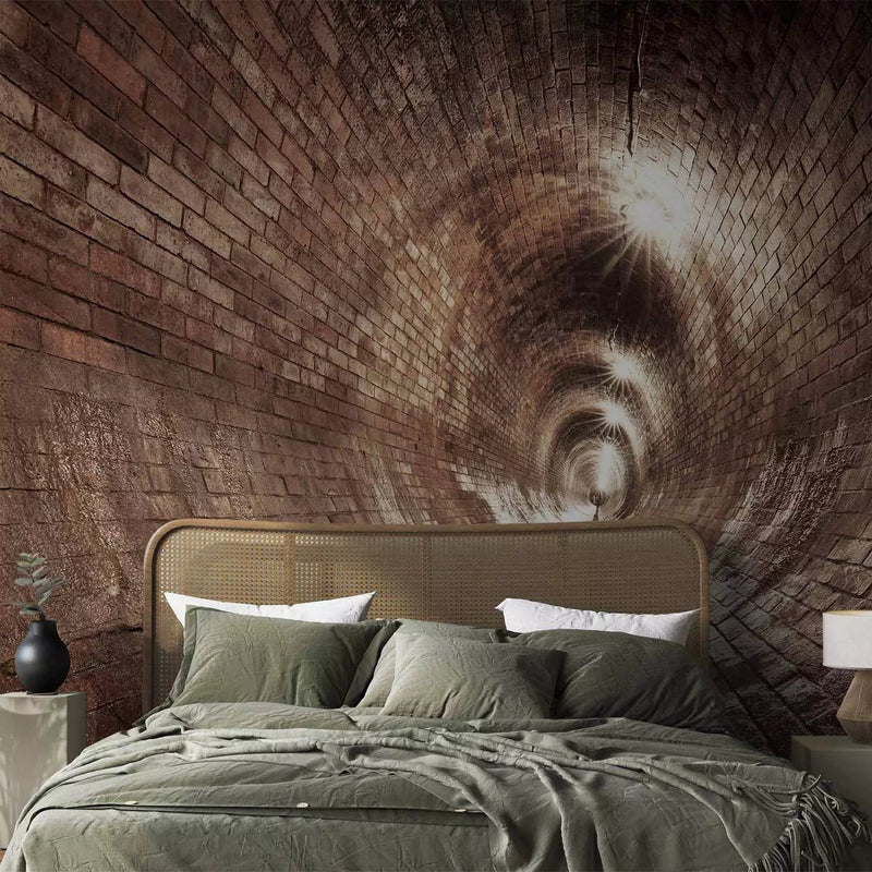 3D Wall Murals - brick tunnel with lighting in the city channels G-art