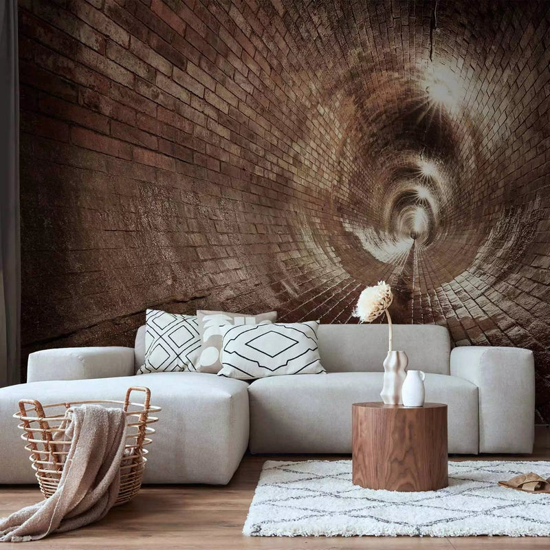 3D Wall Murals - brick tunnel with lighting in the city channels G-art