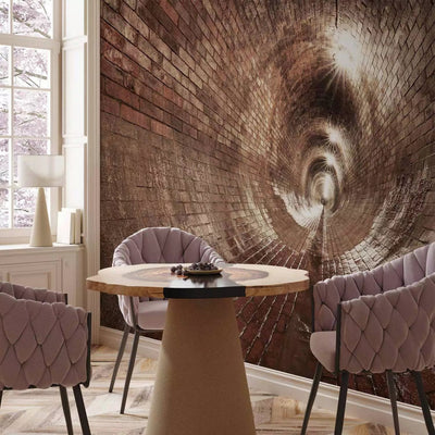 3D Wall Murals - brick tunnel with lighting in the city channels G-art