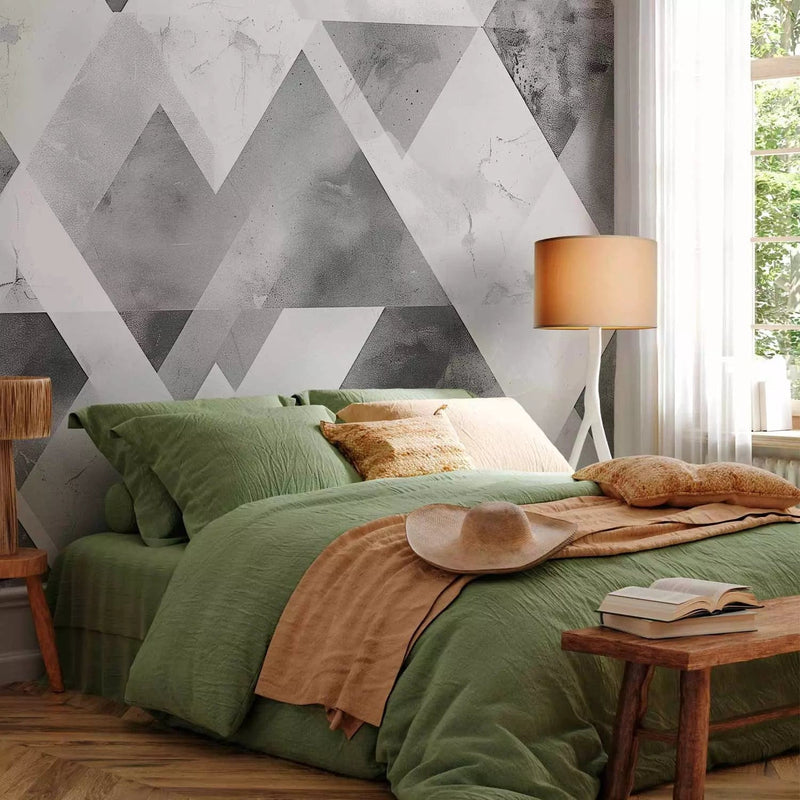 Wall Murals - a multi-layered pattern with intersecting shapes and textures in G-ART