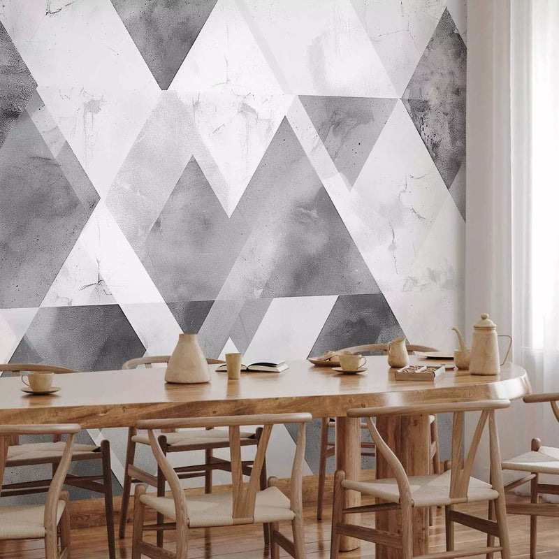 Wall Murals - a multi-layered pattern with intersecting shapes and textures in G-ART