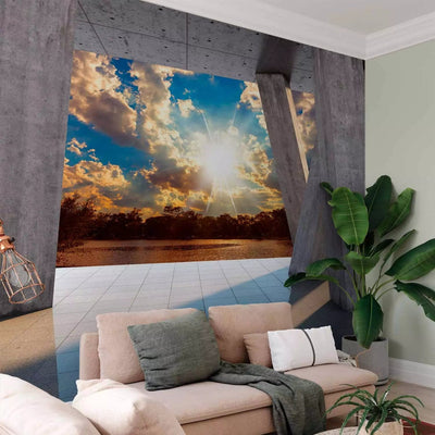 Wall Murals - Sunny Фinava with concrete columns - view of the lake g -art