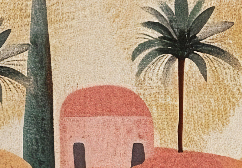 Fototapetes - Pilsēta starp palmām - kompozīcija terakotas krāsās, 159456 G-ART