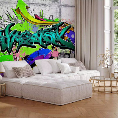 Wall Murals teenager - graffiti on a concrete background, 62458g -art