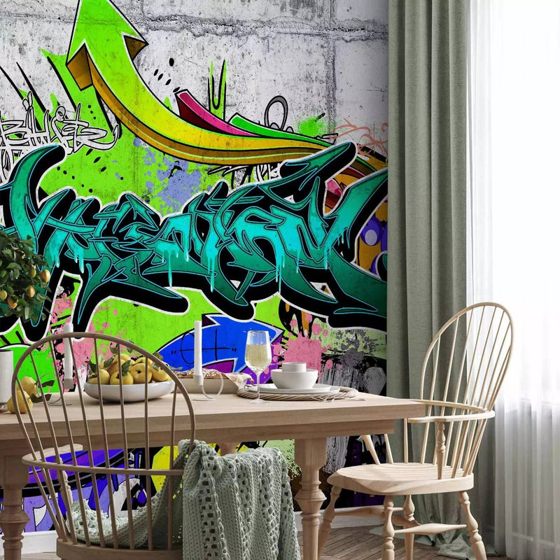 Wall Murals teenager - graffiti on a concrete background, 62458g -art