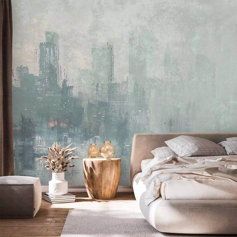 Wall Murals - abstract cityscape hidden in thick fog G-ART