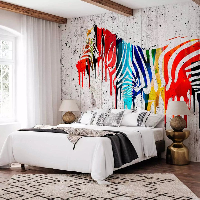 Multicolored Wall Murals with stylized zebra - 65554 G-ART