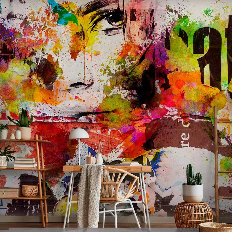 Modern Wall Murals with graffiti with a woman&