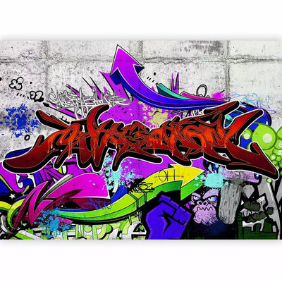  Purple Wall Murals with graffiti inscriptions on the wall, 62457g-art