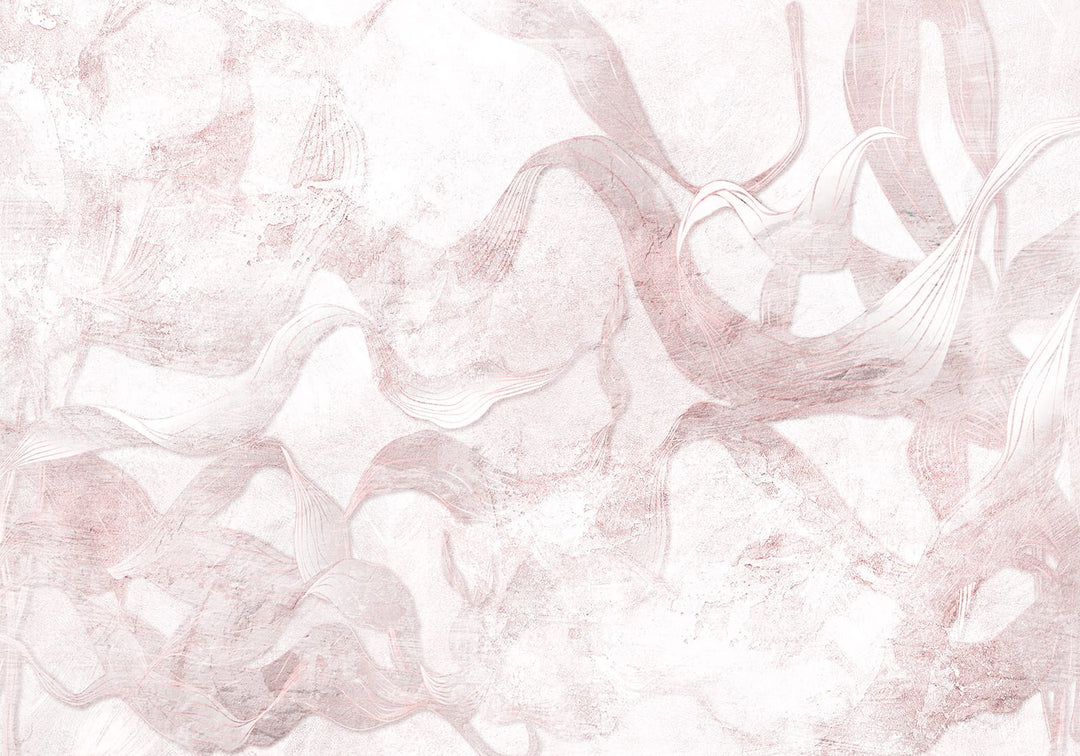 Abstract photo wallpaper with flowing organic lines in soft pink tones Tapetenshop.lv