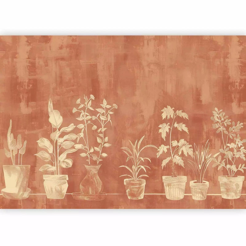 Wall Murals - decorative motif on terracotta background, 160003 G-ART