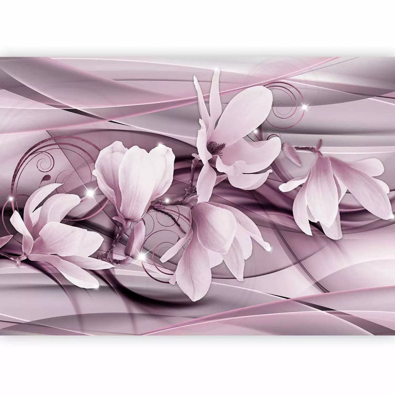 Violet Wall Murals with magnolia and abstraction - 64111 , price G-ART