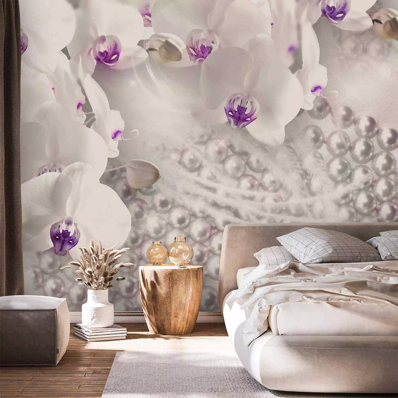 Wall Murals - composition with white orchids and pearls, 65620G-ART